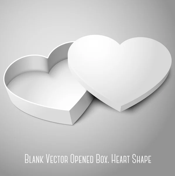 Boş beyaz açık kalp şekli kutu — Stok Vektör