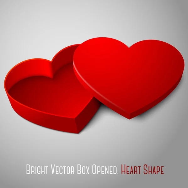Bianco rosso aperto scatola a forma di cuore — Vettoriale Stock