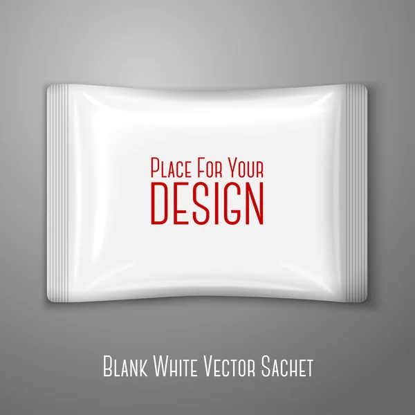 Blank white flat plastic sachet — Stock Vector