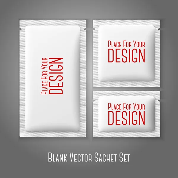 Blank white plastic sachets — Stock Vector