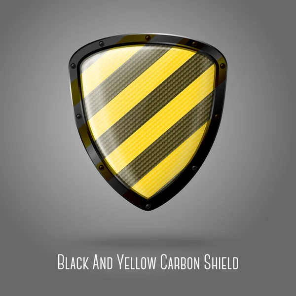Karbon siyah ve sarı kalkan — Stok Vektör