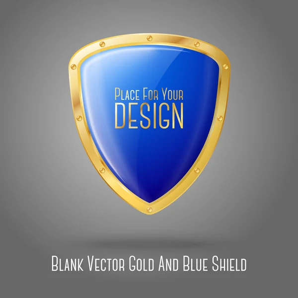 Escudo brillante con borde dorado — Vector de stock