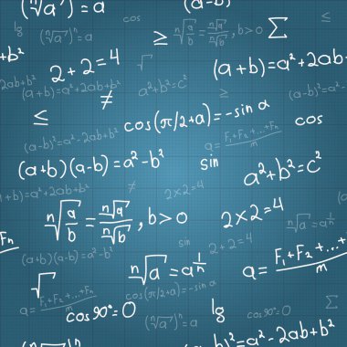 Planı üzerinde matematiksel formüller vektör seamless modeli. Vektör