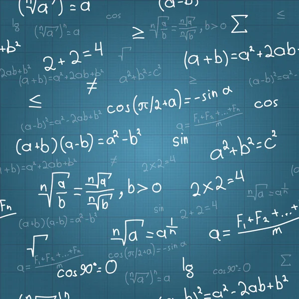 Mathematical formulas vector seamless pattern on blueprint. Vector — Stock Vector