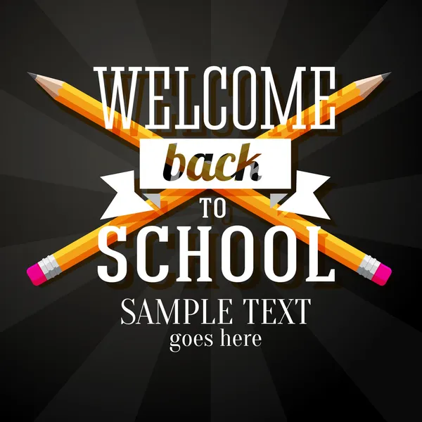 Welcome back to school greeting with two crossed pencils and place for your text. Vector — Stock Vector