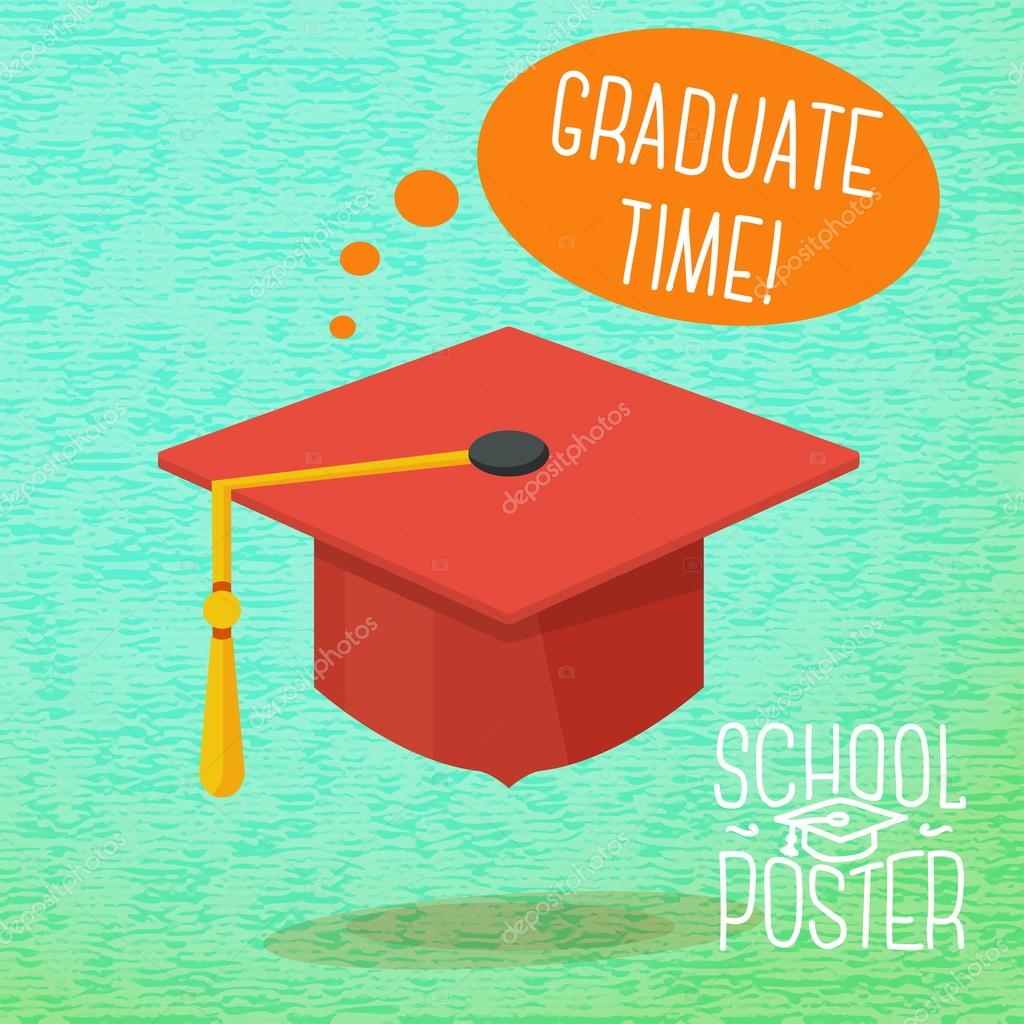 Poster Graduation cap and diploma 