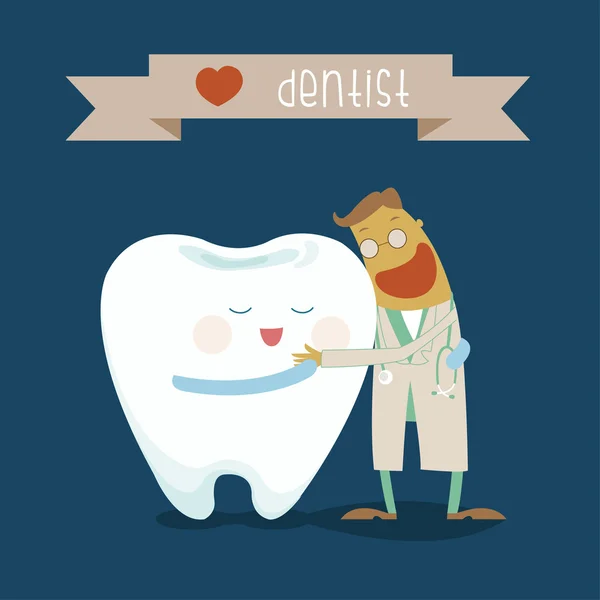 diş hekimi ve diş birbirlerine sarılmak