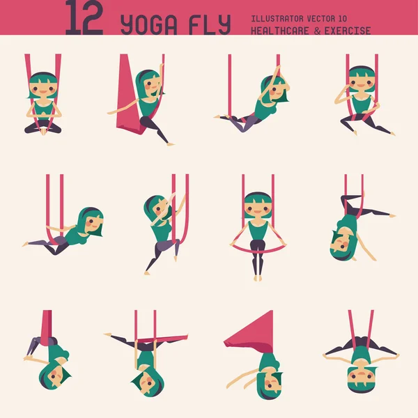 Yoga fly set — Stock Vector