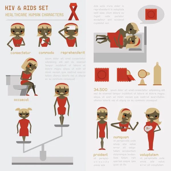 艾滋病毒和艾滋病的集 — 图库矢量图片