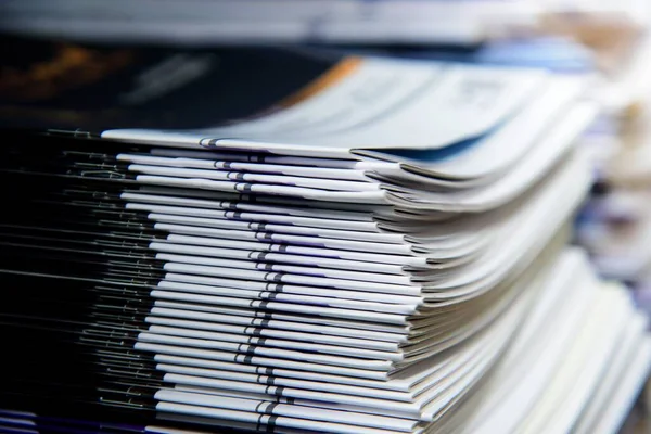 A pile of magazines in the school library