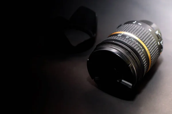 Range Lenses Digital Cameras Isolated Black Background — Stock Photo, Image