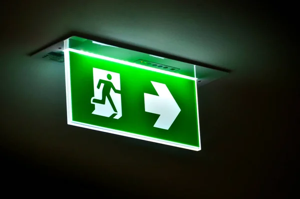 Fire exit signs in the building