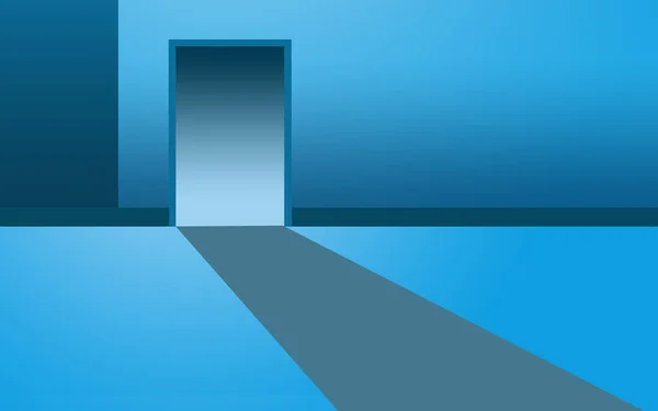 abstract gray blue gradient background corridor door open new life path concept