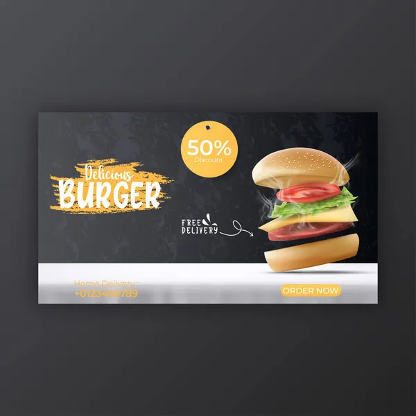 Burger Und Speisekarte Social Media Cover Vorlage Für Promotion — Stockvektor