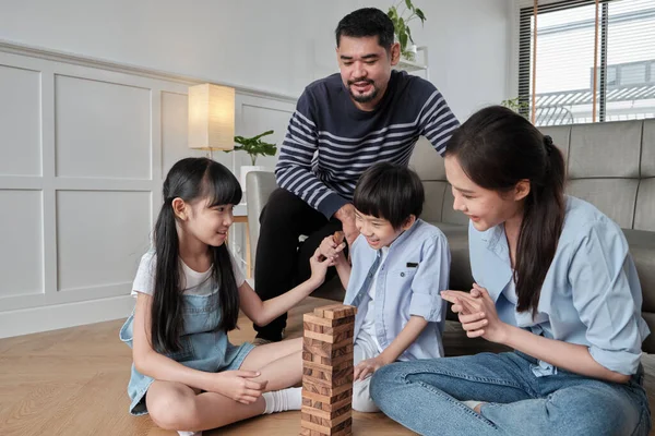 Happy Asian Lovely Thai Family Activity Parents Dad Mum Children — Stock fotografie