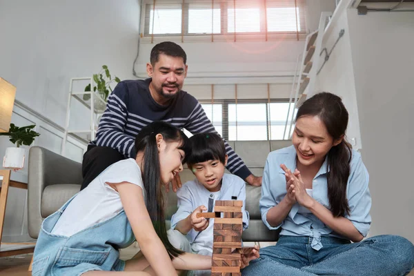 Happy Asian Lovely Thai Family Activity Parents Dad Mum Children — Stock fotografie