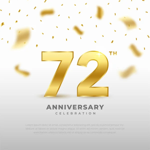 金の輝きの色と黒の背景と72周年記念お祝い お祝い 招待カードやグリーティングカードのベクトルデザイン — ストックベクタ