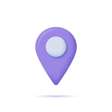 Yer imi simgesi. Konum noktası, GPS noktası, yer haritası işareti. 3 boyutlu tasarım konsepti. Vektör illüstrasyonu