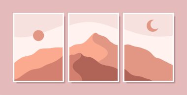 El çizimi soyut manzara koleksiyonunu kapsıyor. Vektör illüstrasyonu