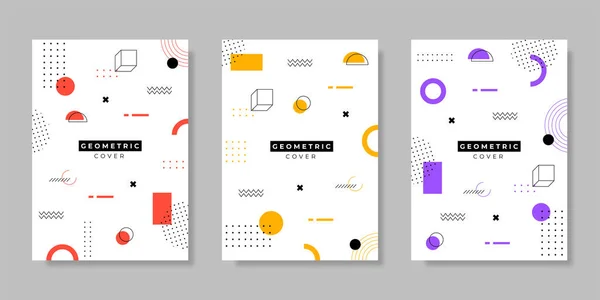 Geometric Style Cover Design Collection Eps10 Vector — Stock Vector