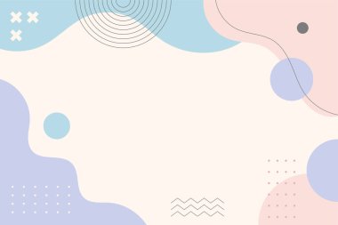 Soyut arkaplan. El çizimi çeşitli şekiller ve memphis elementleri. Modern modern vektör illüstrasyonu. Her arka plan izole edilmiş. Pastel rengi