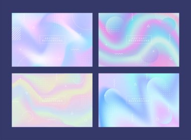 Renkli holografik soyut arkaplan koleksiyonu. Eps 10 vektörü