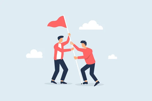 Team Goals Concept Teamwork Flag Symbol Success Achieving Goals — Image vectorielle