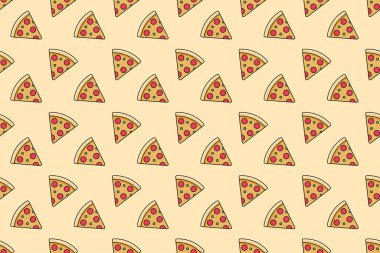 Pizza dilimleri kusursuz desenli arka plan. Vektör illüstrasyonu