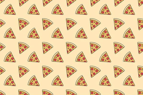Pizza dilimleri kusursuz desenli arka plan. Vektör illüstrasyonu