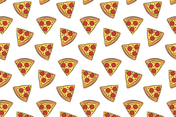 Pizza dilimleri kusursuz desenli arka plan. Vektör illüstrasyonu