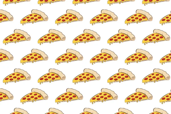 Pizza Fetta Senza Soluzione Continuità Modello Sfondo Illustrazione Vettoriale — Vettoriale Stock
