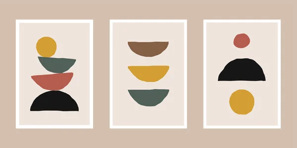 Una Colección Ilustraciones Creativas Minimalistas Formas Abstractas Para Decoraciones Paredes — Vector de stock