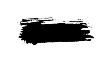 Bir dizi siyah mürekkep fırçası darbesi. El boyaması soyut elementler. Hareket grafikleri ve dijital kompozisyon