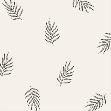 Seamless pattern of leaves and flowers. Background with hand drawn texture of leaves and flowers. Decorative nature background. Vector illustration