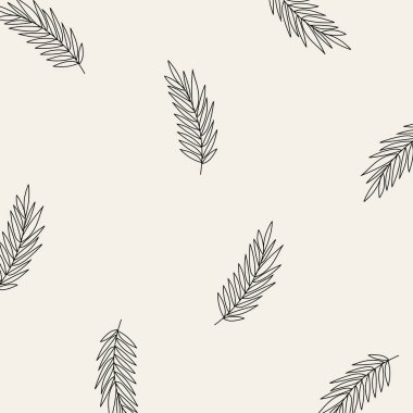 Seamless pattern of leaves and flowers. Background with hand drawn texture of leaves and flowers. Decorative nature background. Vector illustration