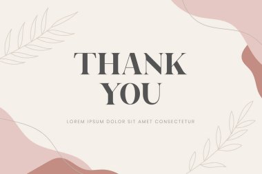 Abstract organic shape with editable text wedding thank you card template. Vector illustration