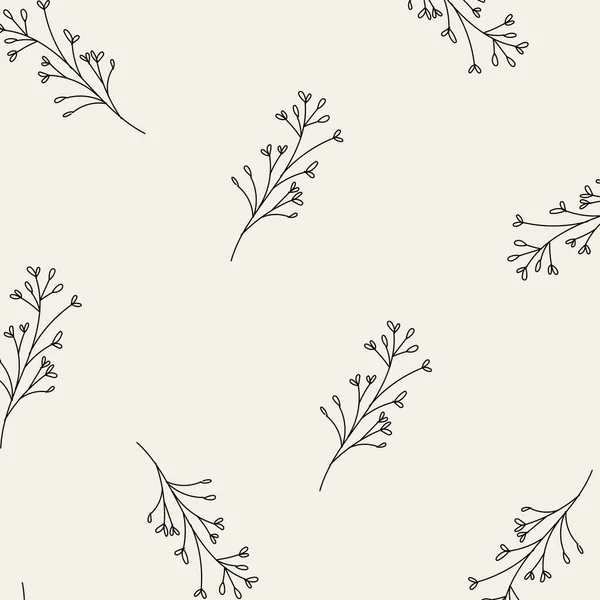 Seamless pattern of leaves and flowers. Background with hand drawn texture of leaves and flowers. Decorative nature background. Vector illustration