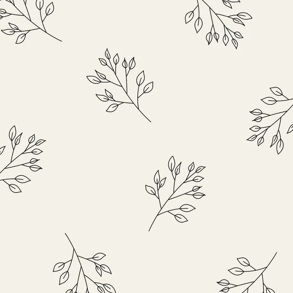 Seamless pattern of leaves and flowers. Background with hand drawn texture of leaves and flowers. Decorative nature background. Vector illustration