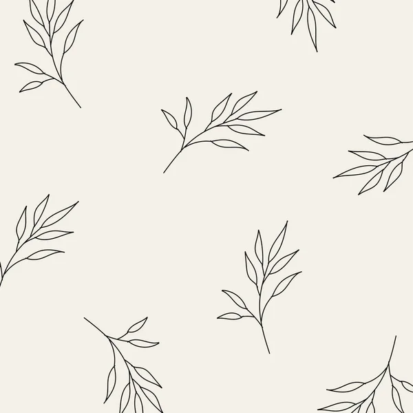 Seamless pattern of leaves and flowers. Background with hand drawn texture of leaves and flowers. Decorative nature background. Vector illustration