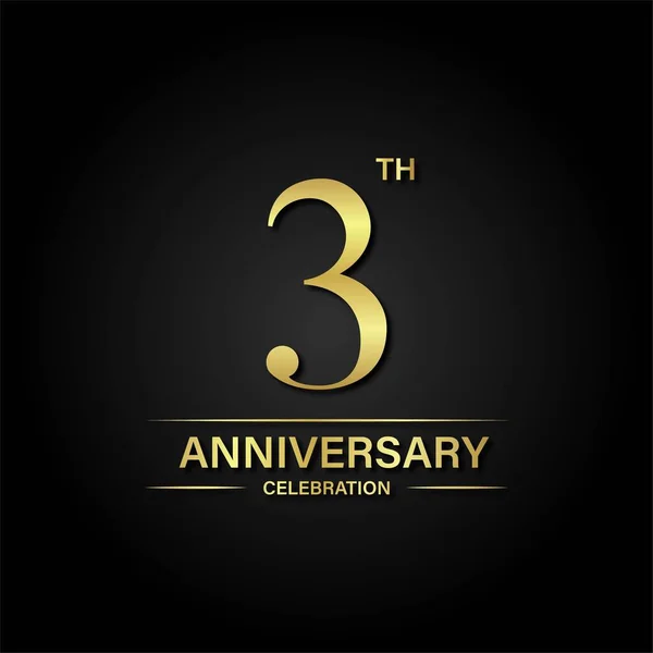 金色と黒の背景と3周年記念お祝い お祝い 招待カードやグリーティングカードのベクトルデザイン — ストックベクタ
