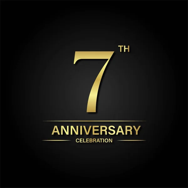金色と黒の背景と7周年記念お祝い お祝い 招待カードやグリーティングカードのベクトルデザイン — ストックベクタ