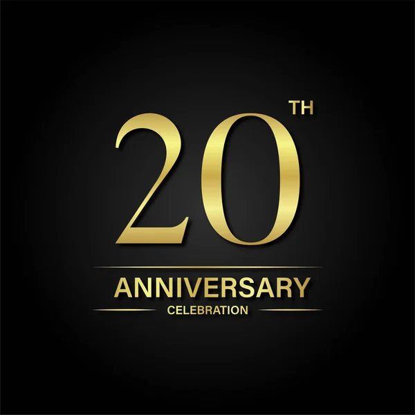 金色と黒の背景と20周年記念お祝い お祝い 招待カードやグリーティングカードのベクトルデザイン — ストックベクタ