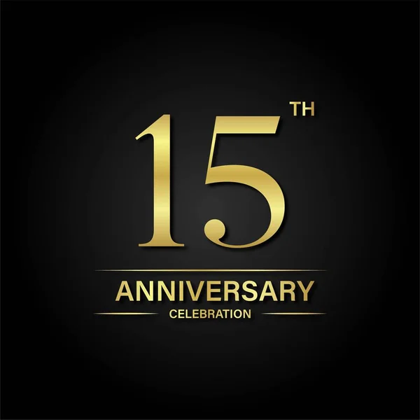 金色と黒の背景と15周年記念お祝い お祝い 招待カードやグリーティングカードのベクトルデザイン — ストックベクタ
