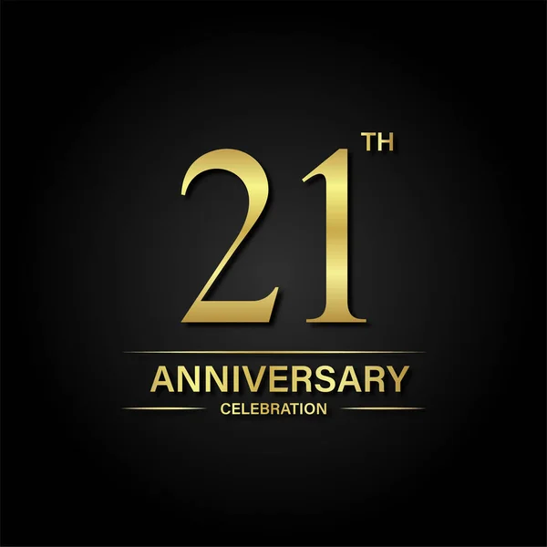 Celebración Del 21º Aniversario Con Color Dorado Fondo Negro Diseño — Vector de stock