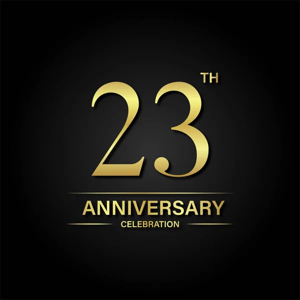 金色と黒の背景と23周年記念お祝い お祝い 招待カードやグリーティングカードのベクトルデザイン — ストックベクタ