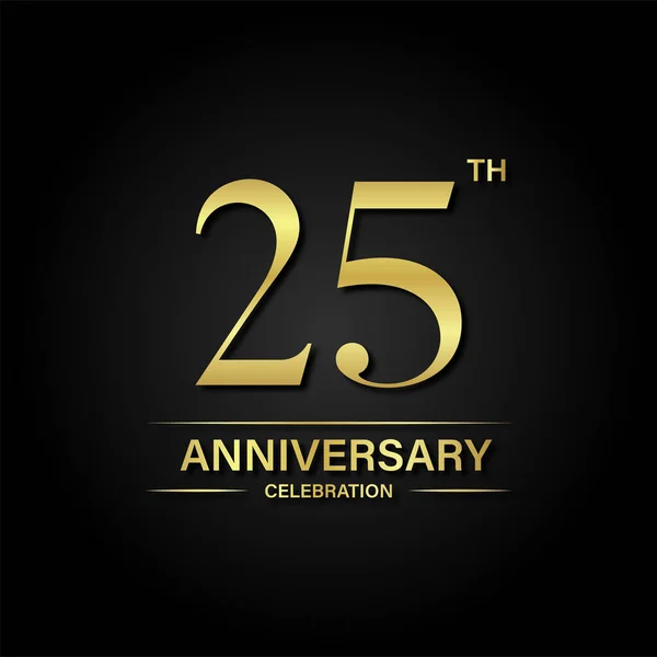 金の色と黒の背景と25周年記念 お祝い 招待カードやグリーティングカードのベクトルデザイン — ストックベクタ