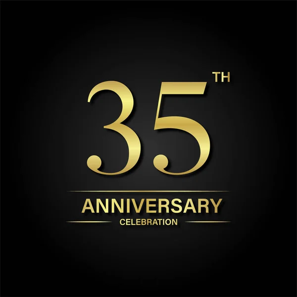金色と黒の背景と35周年記念お祝い お祝い 招待カードやグリーティングカードのベクトルデザイン — ストックベクタ