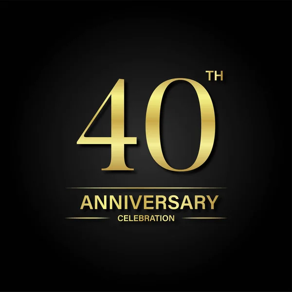 金の色と黒の背景と40周年記念 お祝い 招待カードやグリーティングカードのベクトルデザイン — ストックベクタ