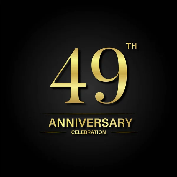 49Ste Verjaardag Viering Met Gouden Kleur Zwarte Achtergrond Vectorontwerp Voor — Stockvector