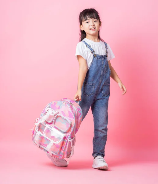 Зображення Азійської Старшокласниці Рожевому Фоні — стокове фото